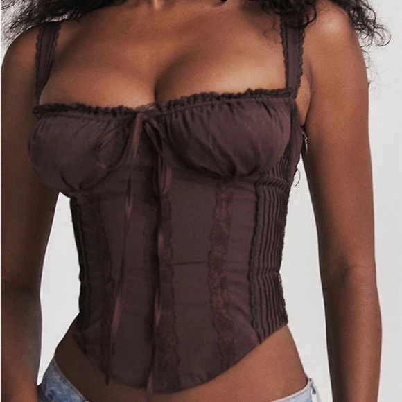 House of CB Tops - Sold House of CB Gini - brown lace back corset XS Regular cup size A-C  NWOT